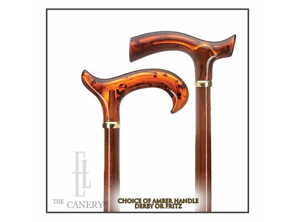 Amber Acrylic Handle Cane in Derby or Fritz style