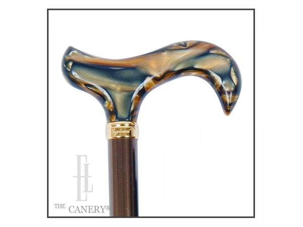 Classic Folding Metal Cane with Designer Acrylic Marbled Handle