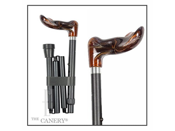 Folding Amber Palm Grip Handle Cane