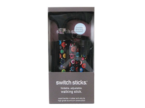 BUBBLES Folding Adjustable Travel Cane by Switch Sticks