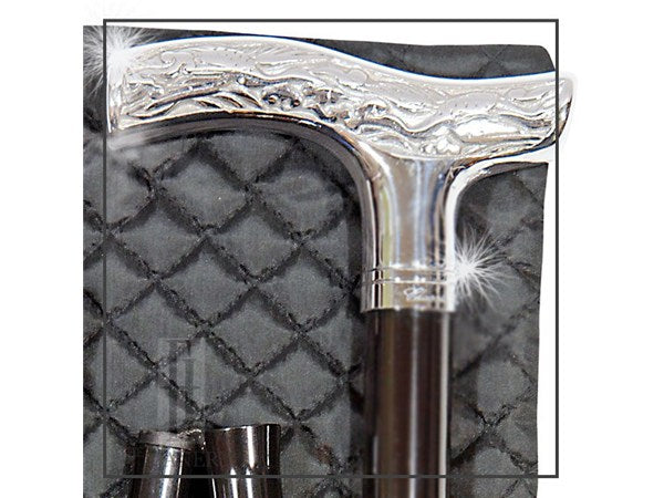 Chrome Classic Folding Travel Cane with Quilted Wallet