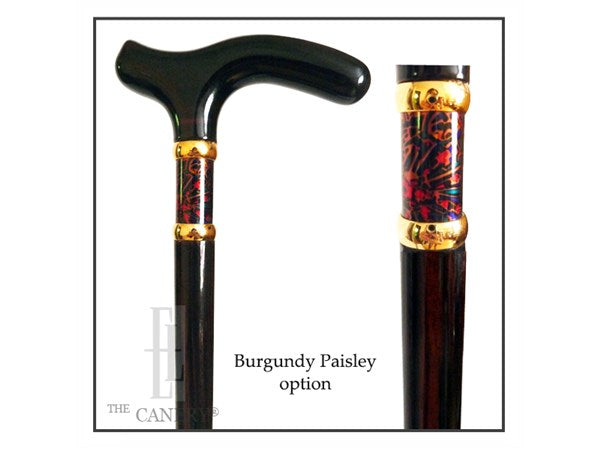 Ladies Ebony Wood Derby Cane with Paisley Band