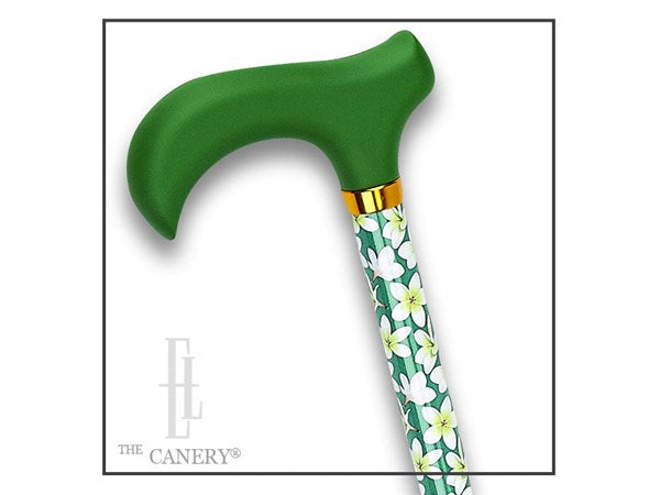 Floral Print Adjustable Derby Handle Aluminum Cane in Various Styles