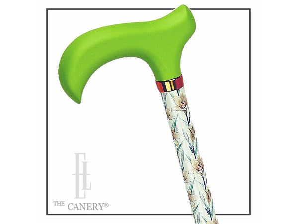 Floral Print Adjustable Derby Handle Aluminum Cane in Various Styles