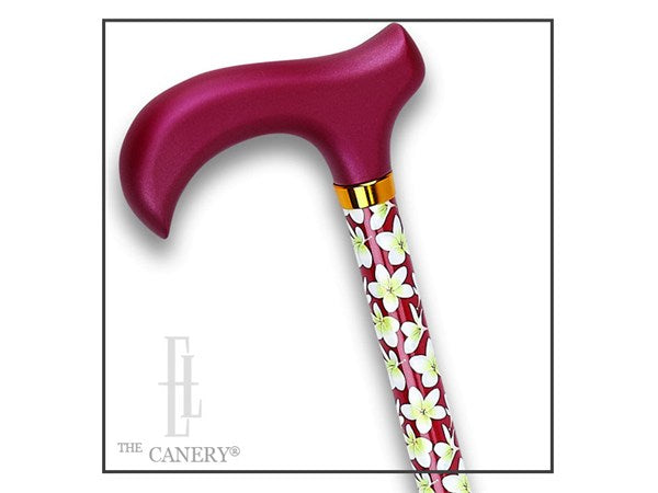 Floral Print Adjustable Derby Handle Aluminum Cane in Various Styles