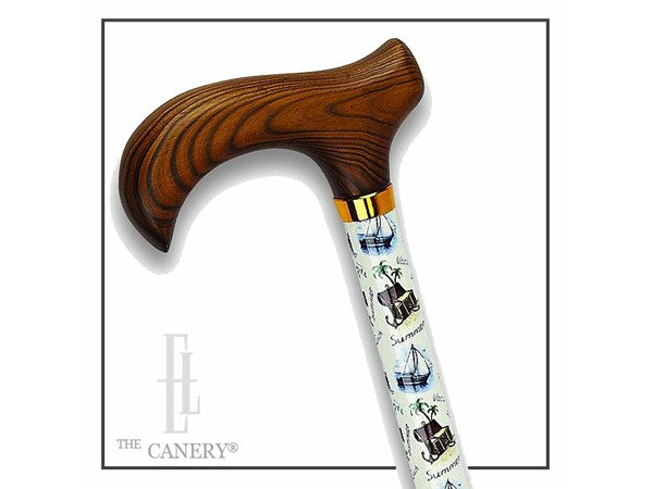 Floral Print Adjustable Derby Handle Aluminum Cane in Various Styles