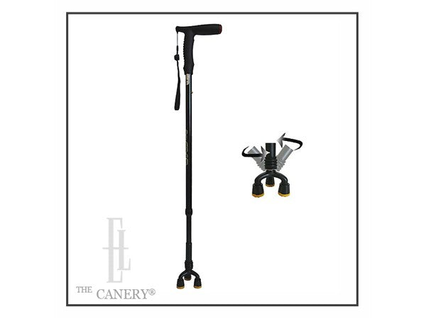 All Terrain Four Tip Adjustable Walking Cane with Reflector