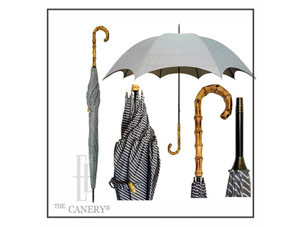 Bamboo handle Umbrella with Elegant Stripe Style