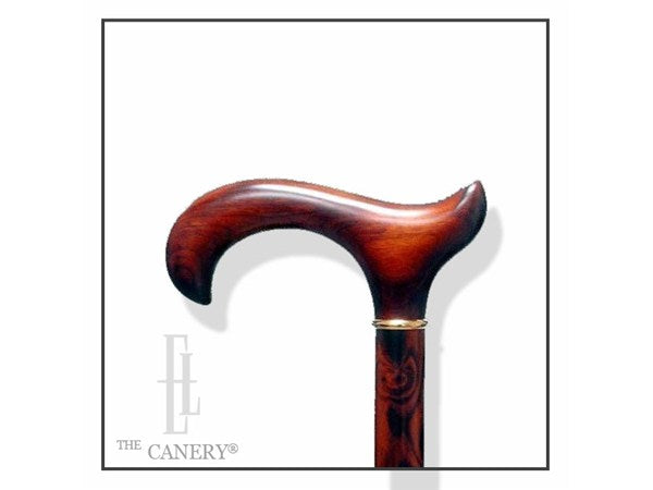 Reduced and Polished Blackthorn Irish Walking Cane with Derby Handle