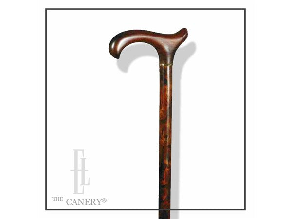 Reduced and Polished Blackthorn Irish Walking Cane with Derby Handle