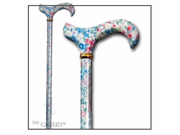 Tea Party Muted Floral Design Adjustable Derby Walking Cane