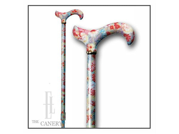 Tea Party Peach Floral Adjustable Designer Walking Cane