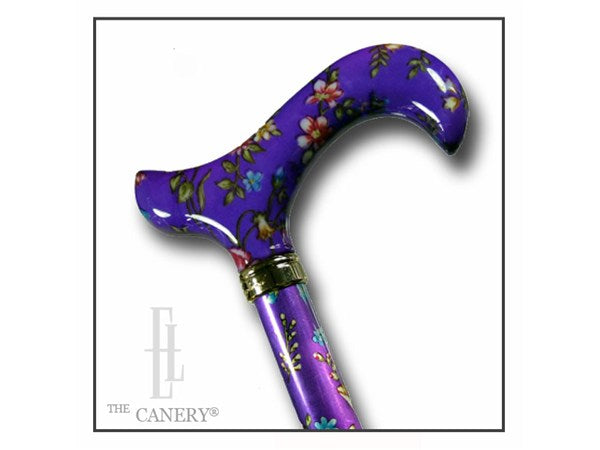 Tea Party Purple Floral design Adjustable Walking Cane