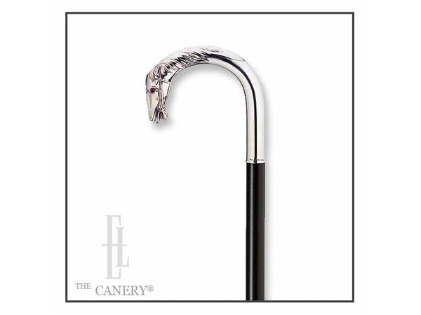 Silver Horse's Head Crook Handle Cane