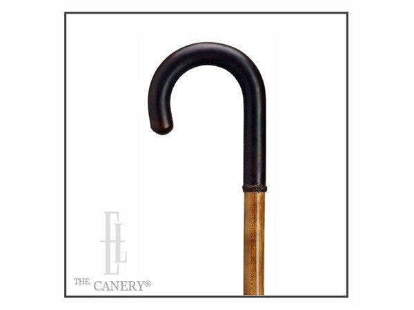 Leather Handle Crook Cane with Hardwood Shaft