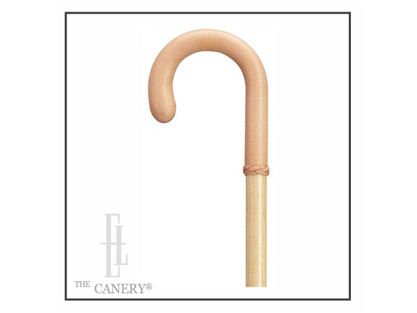 Leather Handle Crook Cane with Hardwood Shaft