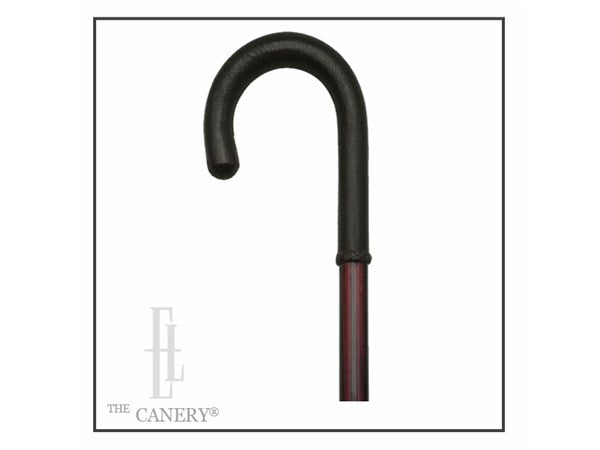 Leather Handle Crook Cane with Hardwood Shaft