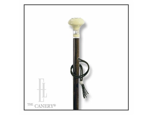 Ivory Knob Handle Walking Cane with .925 Silver Accents