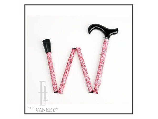 Pink Rose Toile Adjustable Folding Travel Cane