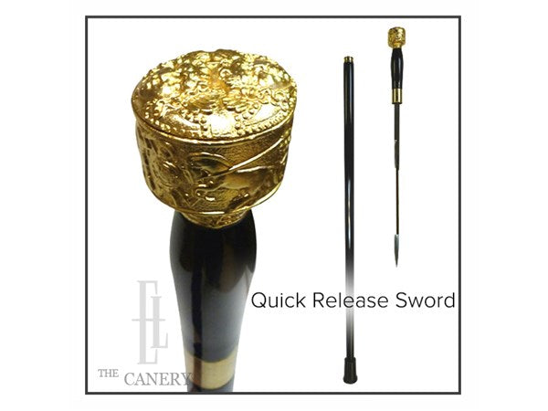 Quick Release Sword Stick with Brass Drum Knob