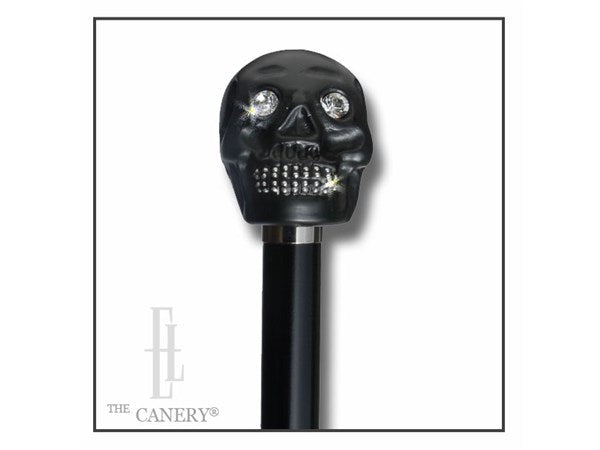 Skullendak: Black Skull Head Walking Stick with Swaravoski Crystals