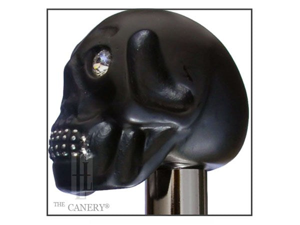 Skullendak: Black Skull Head Walking Stick with Swaravoski Crystals